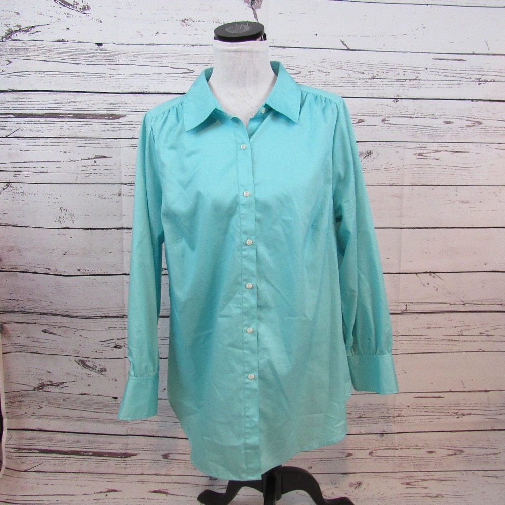 Avenue turquoise The Bedford herringbone top